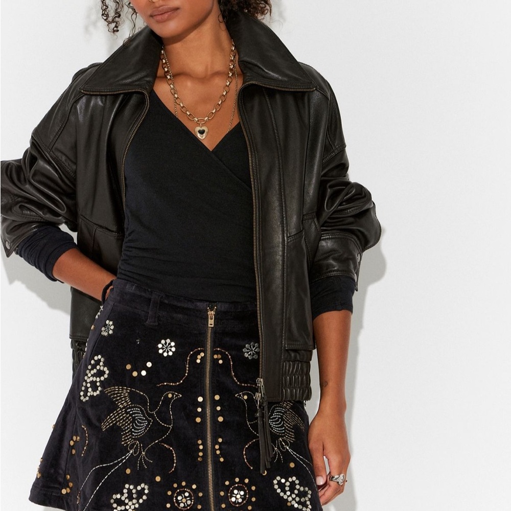 NWT Free People Quetzal Embroidered Black Velvet Skirt 6 - Picture 3 of 12